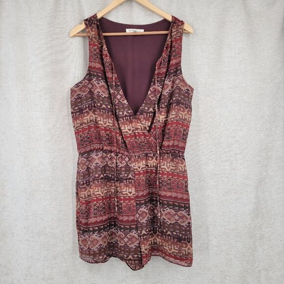 BCBG Generation Coffee Bean Combo Southwestern Boho Romper Large - Picture 4 of 13